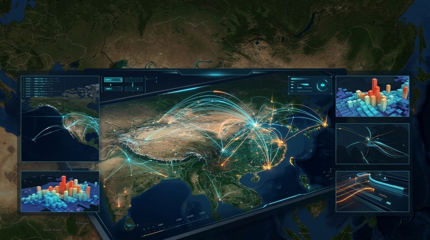 WebGIS 动态飞线与三维地理热力图大屏:解决跨坐标系对齐 · 海量轨迹线段性能衰减问题