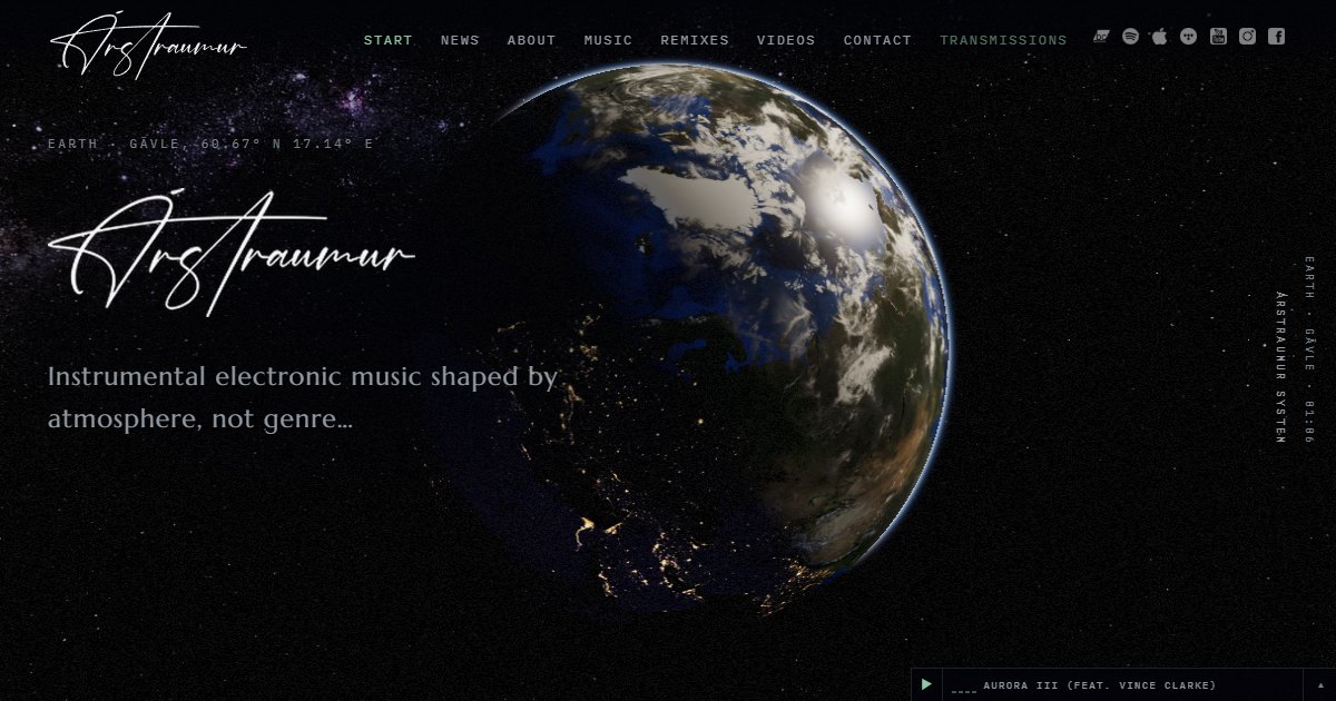 I built my music site as a working orrery (three.js + real ephemeris)
