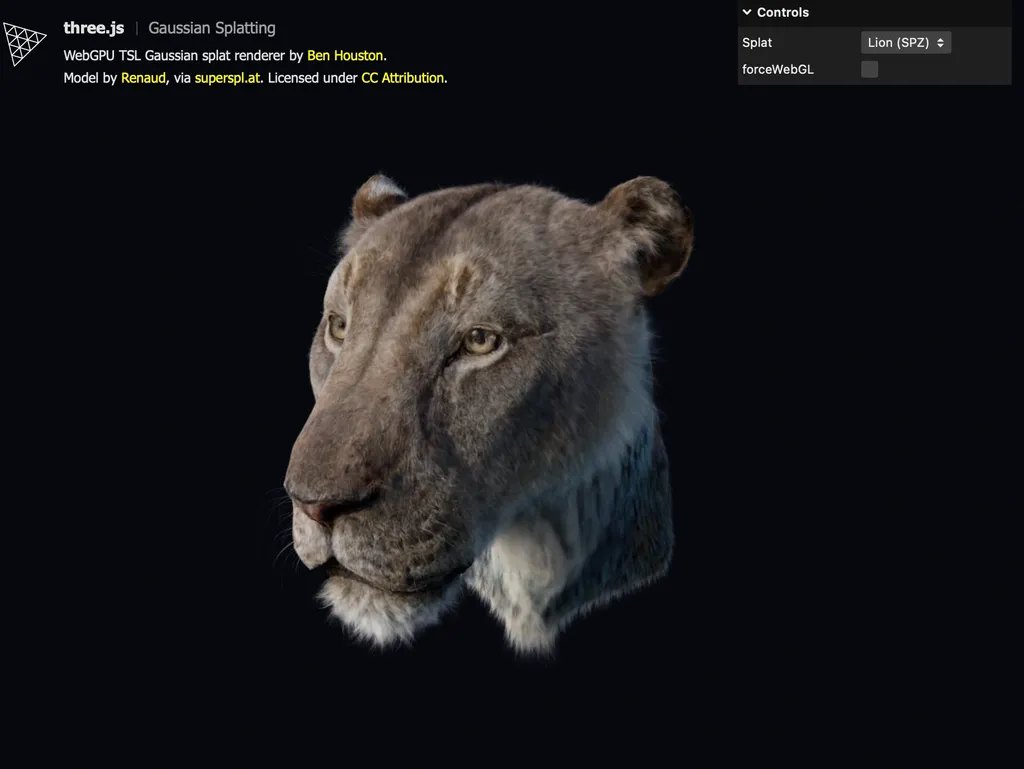 Native Gaussian Splatting in Three.js for WebGPU Renderer
